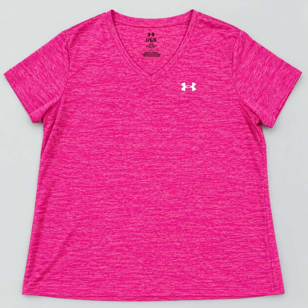 Under Armour Tech Twist V-Neck Size L Pink Short Sleeve Athletic Shirt